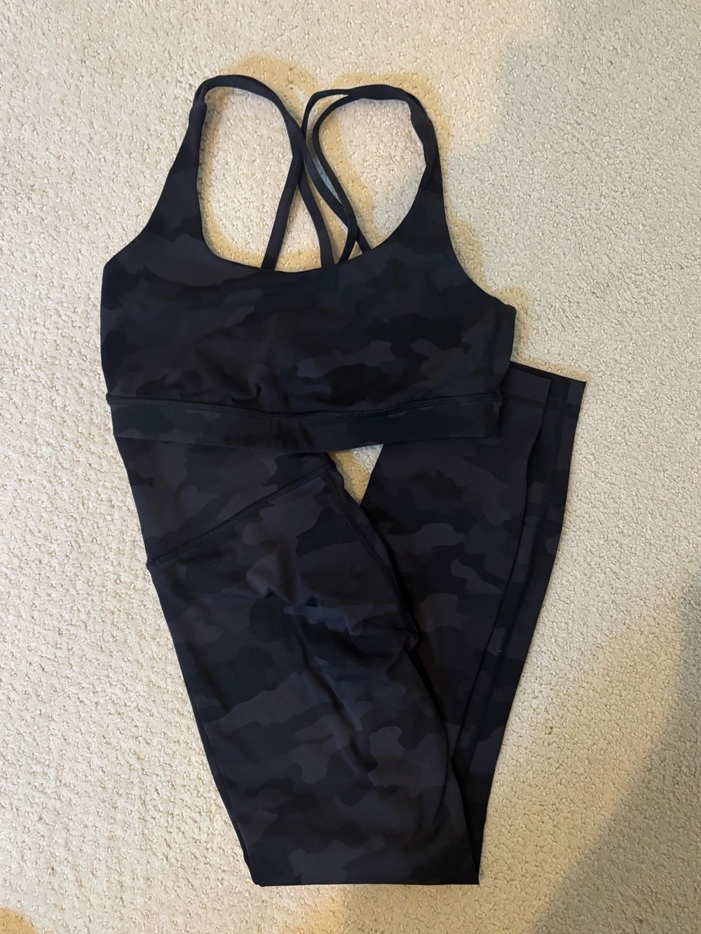 Lululemon Camo Strappy Sports Bra & Legging Set